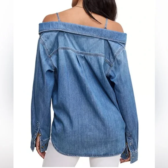 Good American Blue Button Down Shirt - Picture 2 of 4